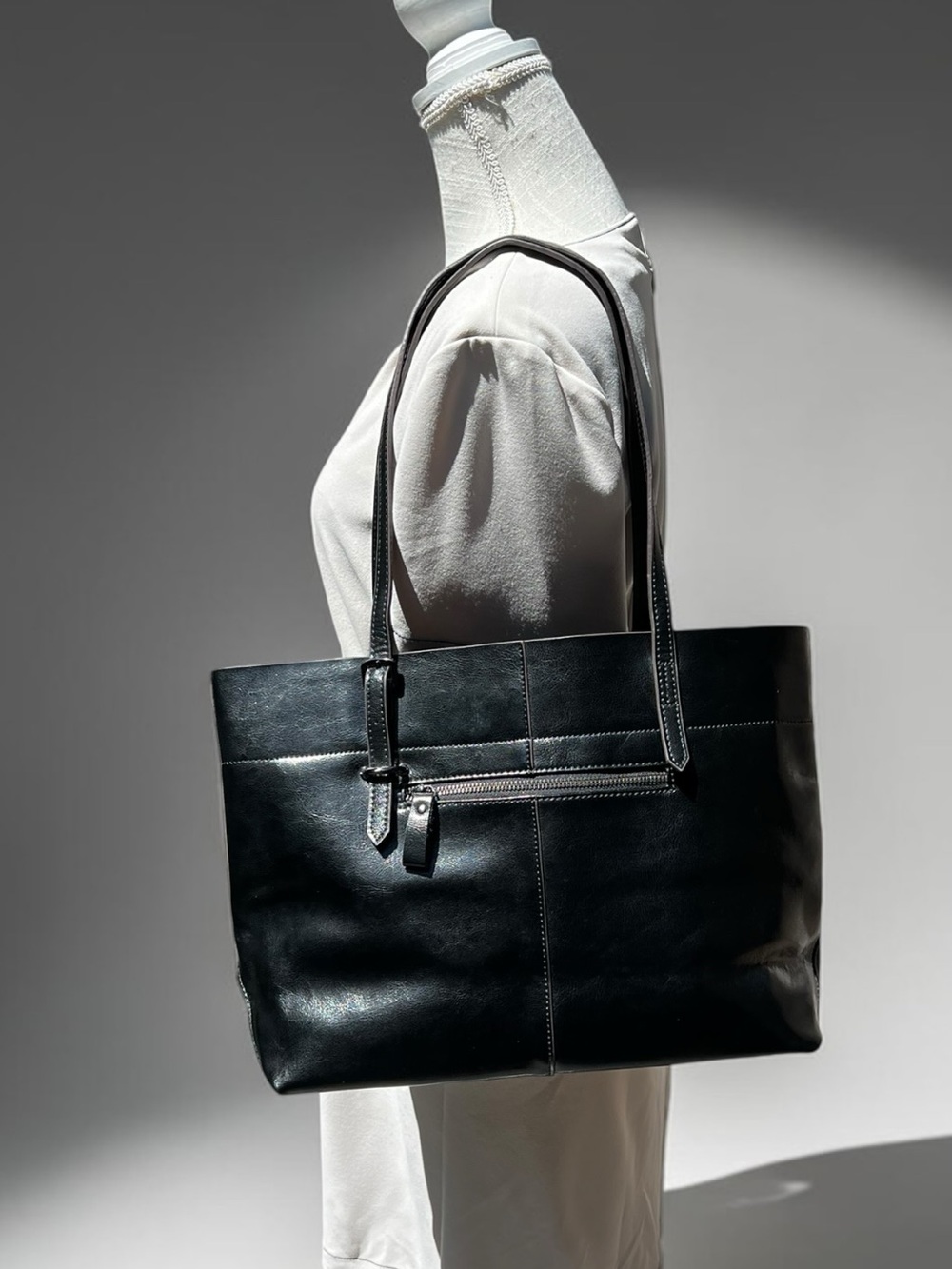 🌻Kattee Black Leather Tote Bag Shoulder Purse Zip Top Women's Large Handbag